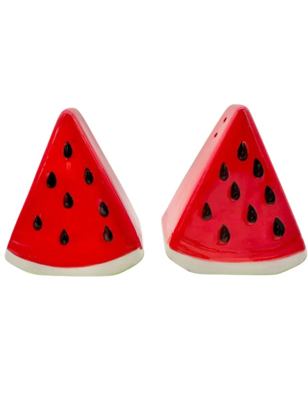 Watermelon Slice Ceramic Salt and Pepper Shaker Set Red Green Kitchen Decor 3